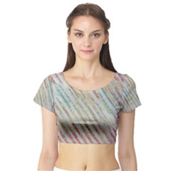 Diagonal Stripes Painting                                                               Short Sleeve Crop Top