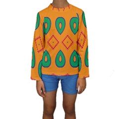 Rhombus And Leaves                                                                 Kid s Long Sleeve Swimwear