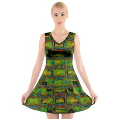 Paint Bricks                                                             V-neck Sleeveless Dress by LalyLauraFLM