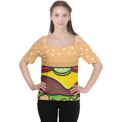 Cheeseburger Women s Cutout Shoulder Tee by sifis