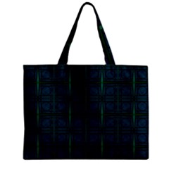 Dark Blue Teal Mod Circles Zipper Mini Tote Bag