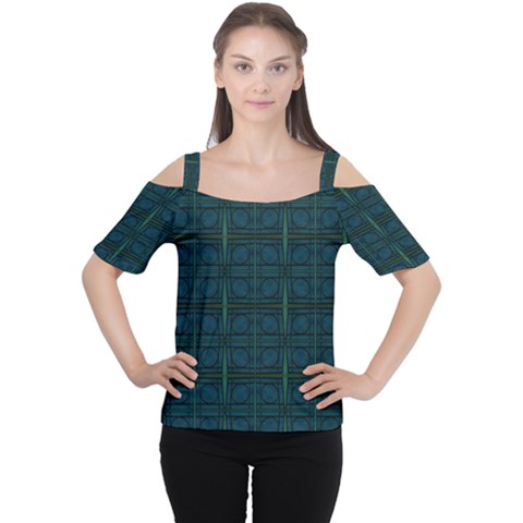 Dark Blue Teal Mod Circles Women s Cutout Shoulder Tee by BrightVibesDesign