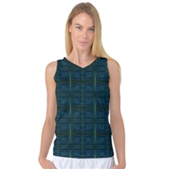 Dark Blue Teal Mod Circles Women s Basketball Tank Top