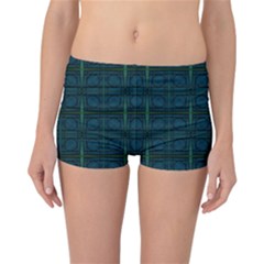 Dark Blue Teal Mod Circles Reversible Boyleg Bikini Bottoms