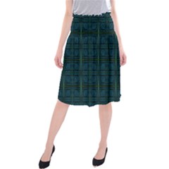 Dark Blue Teal Mod Circles Midi Beach Skirt