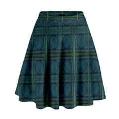 Dark Blue Teal Mod Circles High Waist Skirt