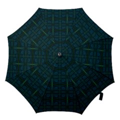 Dark Blue Teal Mod Circles Hook Handle Umbrellas (large)