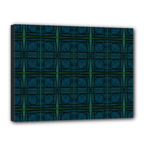 Dark Blue Teal Mod Circles Canvas 16  X 12  by BrightVibesDesign