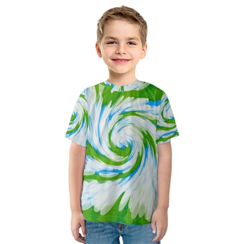 Tie Dye Green Blue Abstract Swirl Kid s Sport Mesh Tee by BrightVibesDesign