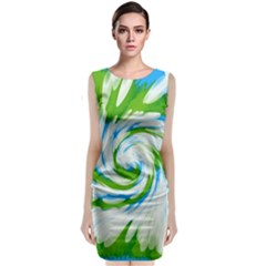 Tie Dye Green Blue Abstract Swirl Classic Sleeveless Midi Dress