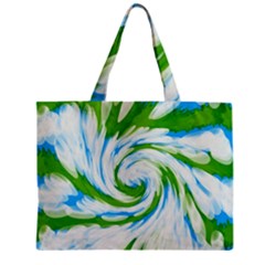 Tie Dye Green Blue Abstract Swirl Zipper Mini Tote Bag