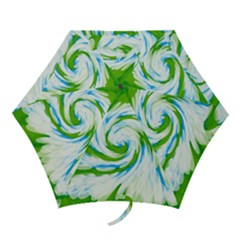 Tie Dye Green Blue Abstract Swirl Mini Folding Umbrellas