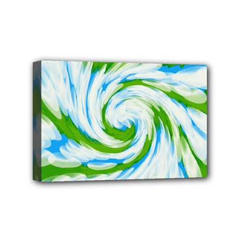 Tie Dye Green Blue Abstract Swirl Mini Canvas 6  X 4  by BrightVibesDesign