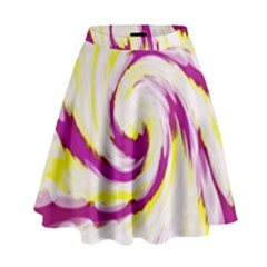 Tie Dye Pink Yellow Swirl Abstract High Waist Skirt