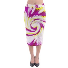 Tie Dye Pink Yellow Swirl Abstract Midi Pencil Skirt