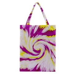 Tie Dye Pink Yellow Swirl Abstract Classic Tote Bag by BrightVibesDesign