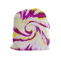 Tie Dye Pink Yellow Swirl Abstract Drawstring Pouches (extra Large)