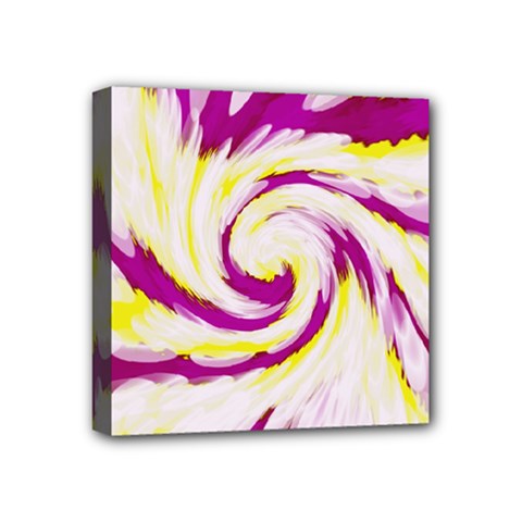 Tie Dye Pink Yellow Abstract Swirl Mini Canvas 4  X 4  by BrightVibesDesign