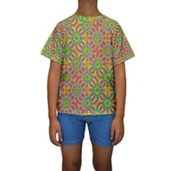 Modern Colorful Geometric Kid s Short Sleeve Swimwear