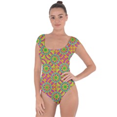 Modern Colorful Geometric Short Sleeve Leotard (ladies)