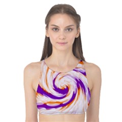 Tie Dye Purple Orange Abstract Swirl Tank Bikini Top by BrightVibesDesign