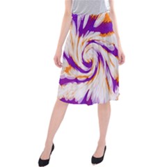 Tie Dye Purple Orange Abstract Swirl Midi Beach Skirt by BrightVibesDesign