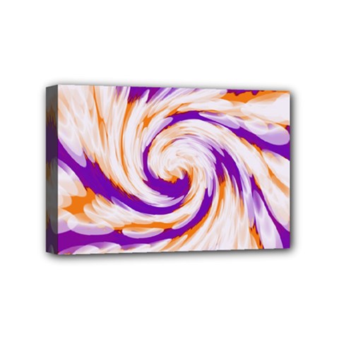 Tie Dye Purple Orange Abstract Swirl Mini Canvas 6  X 4  by BrightVibesDesign