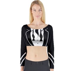 Casual Tuxedo Ls Midriff Top Long Sleeve Crop Top (tight Fit)