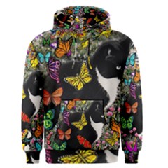 Freckles In Butterflies I, Black White Tux Cat Men s Pullover Hoodie by DianeClancy