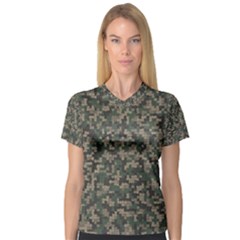 Jungle Camo Pattern Women s V-neck Sport Mesh Tee