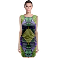 Purple Yellow Stone Abstract Classic Sleeveless Midi Dress