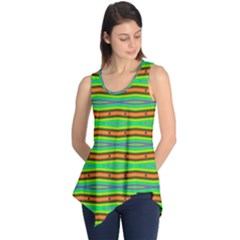 Bright Green Orange Lines Stripes Sleeveless Tunic