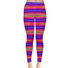 Bright Pink Purple Lines Stripes Leggings  by BrightVibesDesign