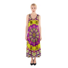 Celebrating Summer In Soul And Mind Mandala Style Sleeveless Maxi Dress by pepitasart