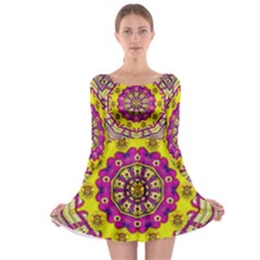 Celebrating Summer In Soul And Mind Mandala Style Long Sleeve Skater Dress by pepitasart