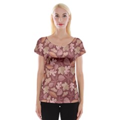 Marsala Leaves Pattern Women s Cap Sleeve Top by sifis