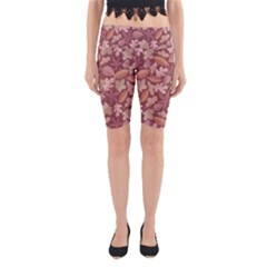 Marsala Leaves Pattern Yoga Cropped Leggings by sifis