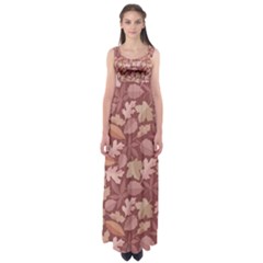 Marsala Leaves Pattern Empire Waist Maxi Dress by sifis