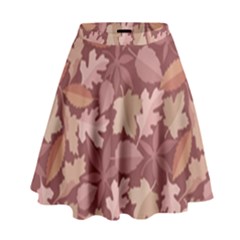 Marsala Leaves Pattern High Waist Skirt by sifis