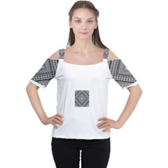 Geometric Pattern Vector Illustration Myxk9m   Women s Cutout Shoulder Tee