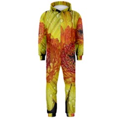 Yellow Flower Close Up Hooded Jumpsuit (men) 