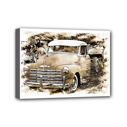 Vintage Chevrolet Pick up Truck Mini Canvas 7  x 5 