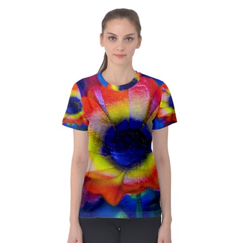 Tie Dye Flower Women s Sport Mesh Tee by MichaelMoriartyPhotography