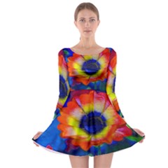 Tie Dye Flower Long Sleeve Skater Dress