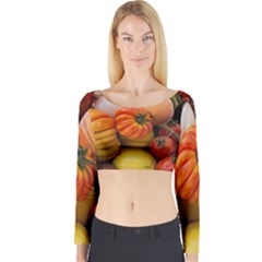 Heirloom Tomatoes Long Sleeve Crop Top by MichaelMoriartyPhotography