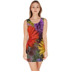 Colorful Flowers Sleeveless Bodycon Dress by MichaelMoriartyPhotography