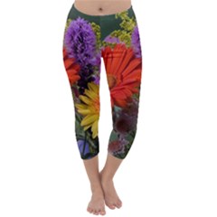 Colorful Flowers Capri Winter Leggings 