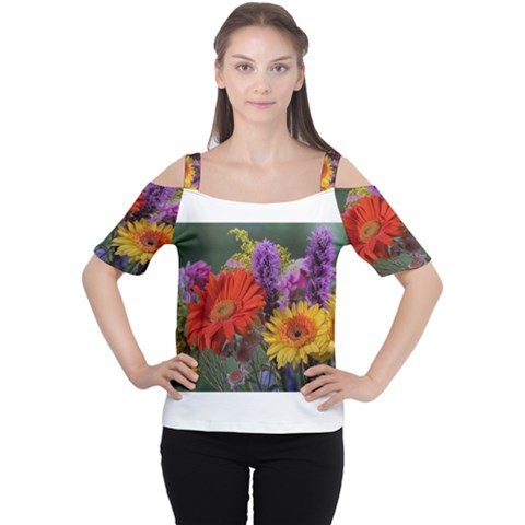 Colorful Flowers Women s Cutout Shoulder Tee by MichaelMoriartyPhotography