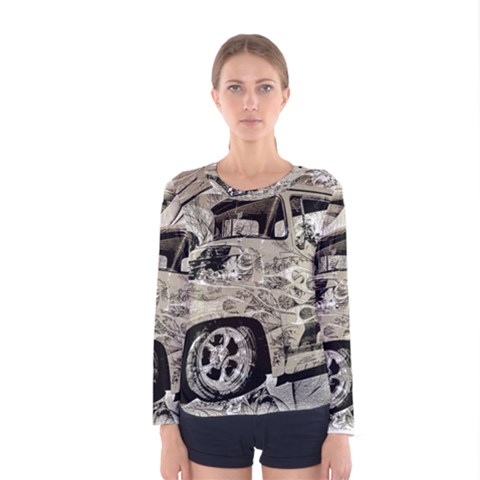 Old Ford Pick Up Truck  Women s Long Sleeve Tee by MichaelMoriartyPhotography