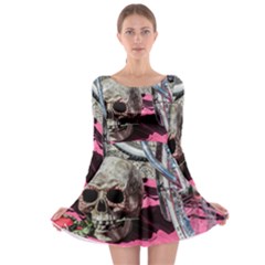 Skull And Bike Long Sleeve Skater Dress